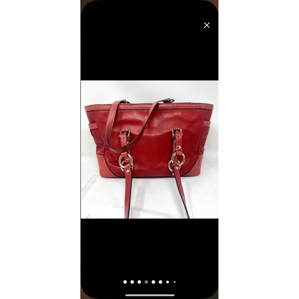 VINTAGE COACH Red Leather Gallery East West Tote Handbag Satchel Purse F12343 - Picture 7 of 11